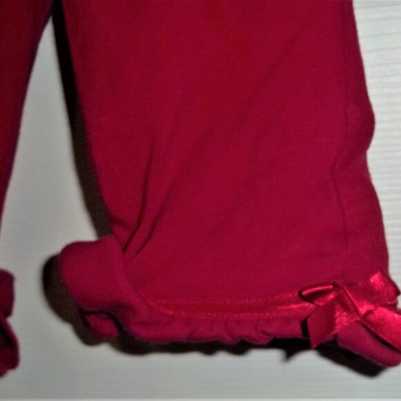 BABY GIRL SIZE 18 MONTH RED PULLON PANTS ELASTIC RUFFLE BOW HEM - Picture 3 of 3